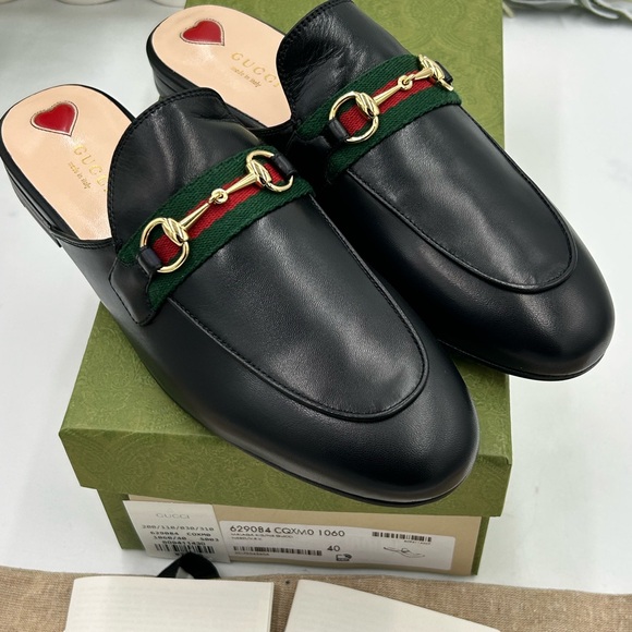 Women's Gucci web stripe leather mules size 40 made in Italy - Picture 9 of 11